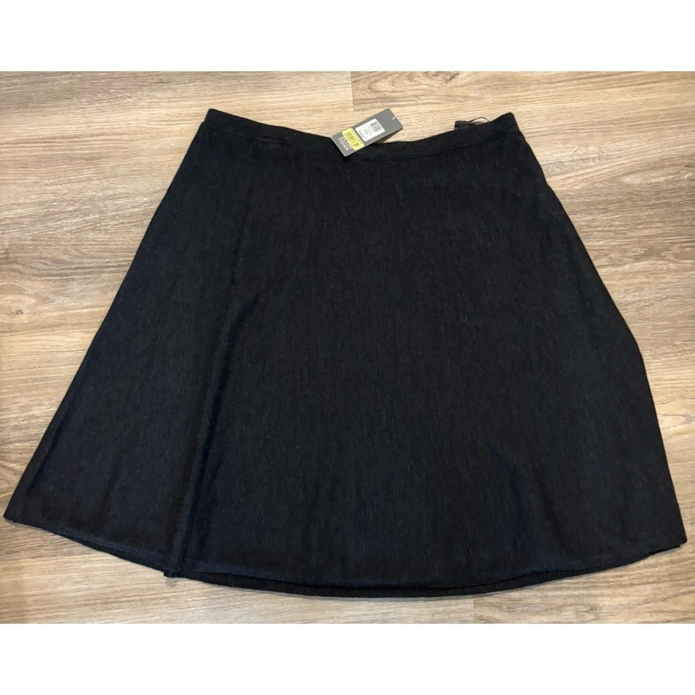 NWT $198 Eileen Fisher XL Skirt Merino Jersey K/L Flared Charcoal Dark Gray New